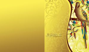 Golden parrot standing on a tree branch in the jungle