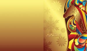 Golden horse on a colorful abstract background