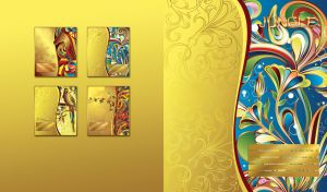 Golden abstract jungle flowers