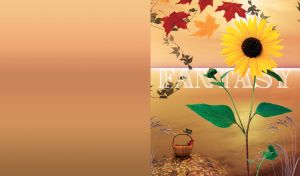 Sunflower and autumn leaves in the sunset