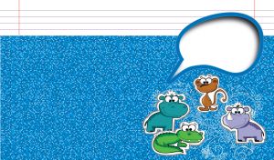 Animated wild animals on a blue dot batik