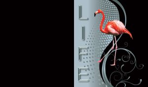 LIFE | Wildlife Elegance in Metallic Swirls on Black | Flamingo, Aster, Lizard, Beetle