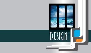 Blue stormy sea in a three-panel frame on a light gray background