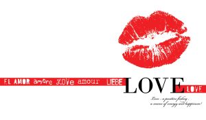 Scarlet red lipstick print on a white backdrop