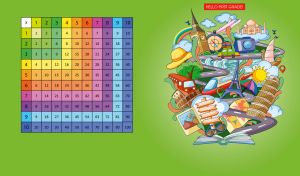 Hello First Grade | Clipart Illustrations on Colorful Monochromes