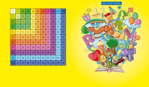 Entertainment and imagination clip art against a yellow backdrop