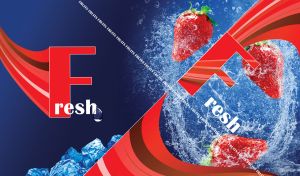 Fresh water strawberry fruits with red abstract lines