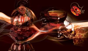 Cup of tea with buddha statue