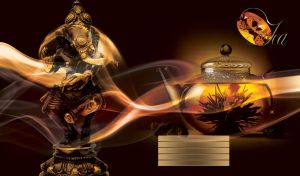 Teapot with tea in it and buddha statue