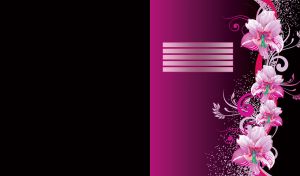 Chain of light purple flowers intertwines with swirl and leaf patterns on purple