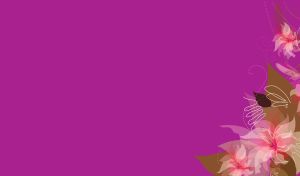 Abstract vector composition of leaves and flowers aligned to the right on fuchsia