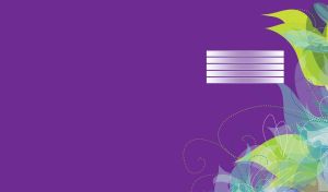 Abstract vector composition of leaves and flowers aligned to the right on violet