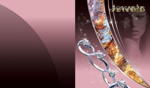 Collection of diamond rings and a beautiful young woman on brown