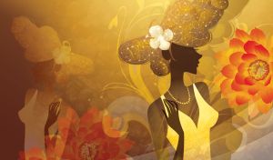 Butterfly Elegance | Young Ladies Silhouettes with Floral Accents