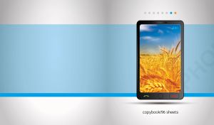 Ears of wheat smartphone wallpaper on a pastel blue and grey backdrop