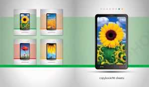 Yellow sunflowers smartphone wallpaper on a pastel green and grey backdrop