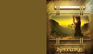 Metal nature miniature of sun-ray through a tree with a yellow sky