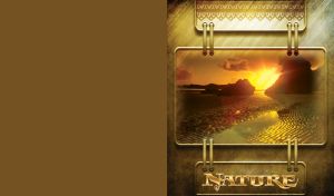 Metal nature miniature of beautiful sunset with rocks on a beach