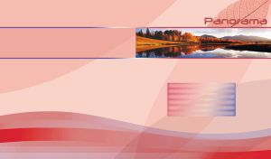 Panorama forest lake on a pastel red background
