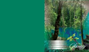 Beautiful watery view of scenery mountain lake with green tree