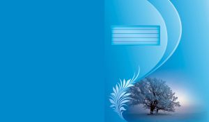 Snowy tree with some decorative flower on a blue background