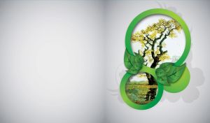 A tree by the lake in a green miniature round frame