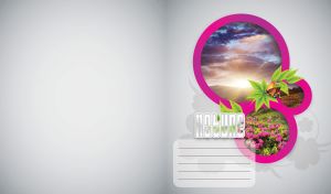 Sunrise in the spring filed, in a fuchsia miniature round frame