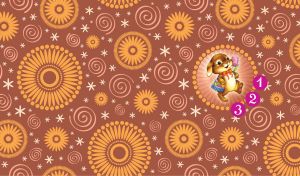 Bunny with easter egg basket on light brown seamless pattern wallpaper