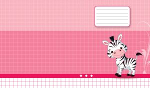 Happy zebra on a pastel pink checkered paper background