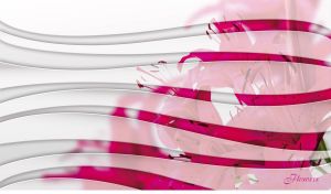 Abstract wavy line pattern on a floral backdrop with tiger lilies on white