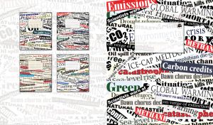 Newspaper style duplex on the topic of the ecology in pastel white and yellow tones