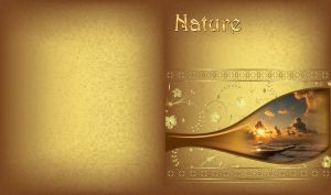 Water drop miniature of a golden sunset on the sea with beautiful clouds