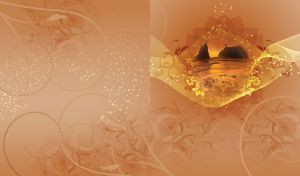 Miniature of rocks in the sea with abstract flowers around