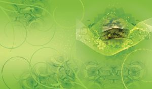 Miniature of a valley hill with abstract flowers around