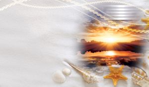 Orange sunset and grey clouds reflected in a lake water lights up the horizon