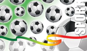 Football seamless pattern against white to green gradient