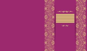 Gold vintage floral batik ornament on a red-purple background