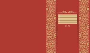 Gold vintage floral batik ornament on an ocher-red background