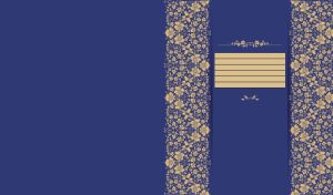 Gold vintage floral batik ornament on navy blue background