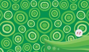 Green round shapes with original rings seamless pattern and waves at the bottom