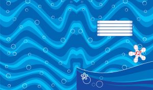 Abstract blue wavy seamless pattern with different size of white rings