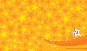 Yellow and orange stars seamless pattern on orange background