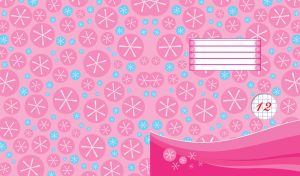 Pink and blue snowflakes seamless pattern on pink background
