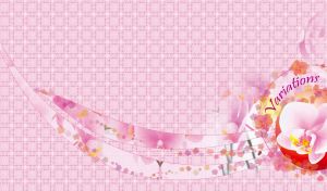 White pink orchid in an orange circle on a pastel pink squared snowflakes pattern