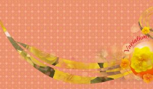 Yellow peony in an orange circle on red beige squared snowflakes pattern