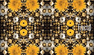 Seamless abstract fractal floral pattern of orange and black