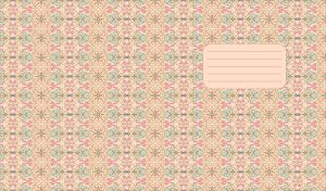 Whimsical shaped pink and olive seamless pattern on a beige background