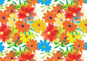 Seamless pattern design with colorful flowers