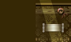 Golden metal flower brooch on a silk ribbon