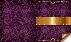 Gold Curled Corners | Against seamless floral pattern wallpapers